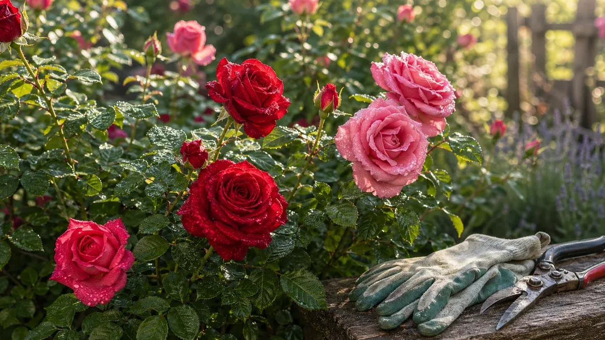 Trandafiri în floare într-o grădină